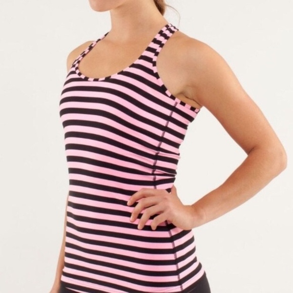 Lululemon Racer Back - Pink/Black Stripe